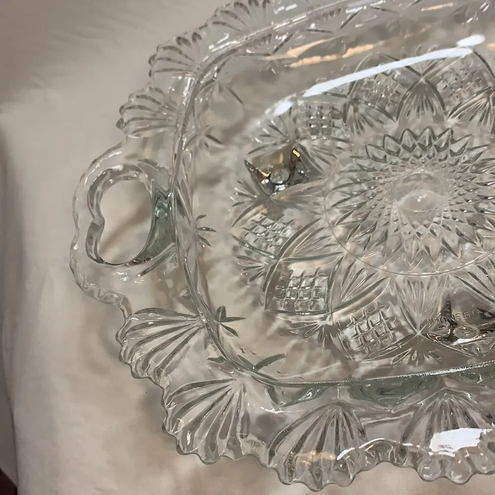Pasari Vintage Crystal Cut Glass Square Candy Dish
